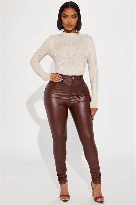 Sammie High Rise Pants Cognac Fashion Nova