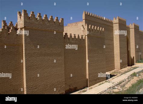 Restored Walls Of Ancient Babylon Iraq Stock Photo Alamy