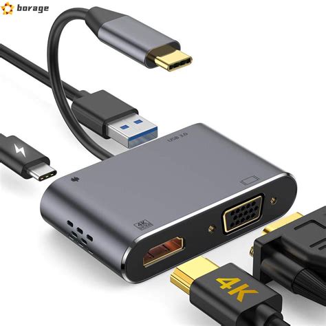 Bộ Chuyển Đổi 4 Trong 1 Từ Type C Sang Hdmi Vga 4k Usb 3 0 Pd 87w Tiện