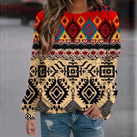 Western Aztec Ethnic Sweatshirts Geometric 3d Print Hoodies Women Retro