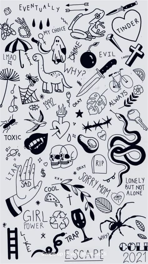 An Image Of Many Different Tattoos On A White Sheet With Black