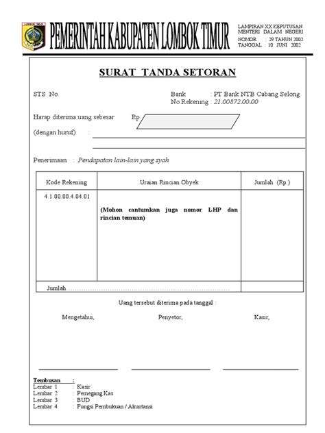 Form Sts Pajak Daerah Dan Pengembalian Pdf