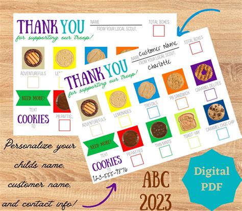 Abc Cookie Thank You Tags Scout Cookie Thank You Note Booth Etsy