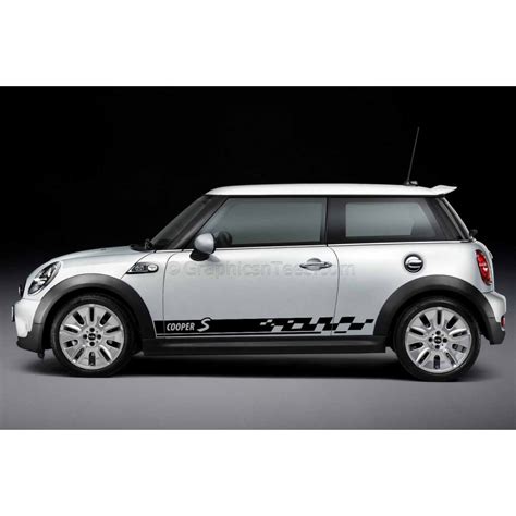 Bmw Mini Cooper S Car Stickers Custom Side Stripe Chequered Car Vinyl