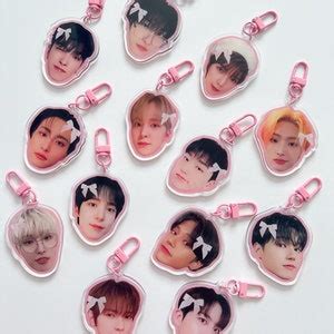 Ateez Acrylic Bias Keychain Accessory Cute Coquette Bow Etsy