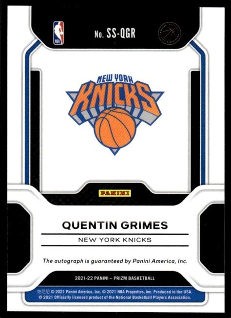 2021 22 Panini Prizm Sensational Signatures 75 Quentin Grimes