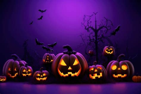 Premium AI Image | Purple color halloween greetings background