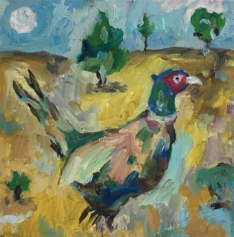 Pheasant Painting Pheasant Abstract Painting Pheasant Oil Etsy