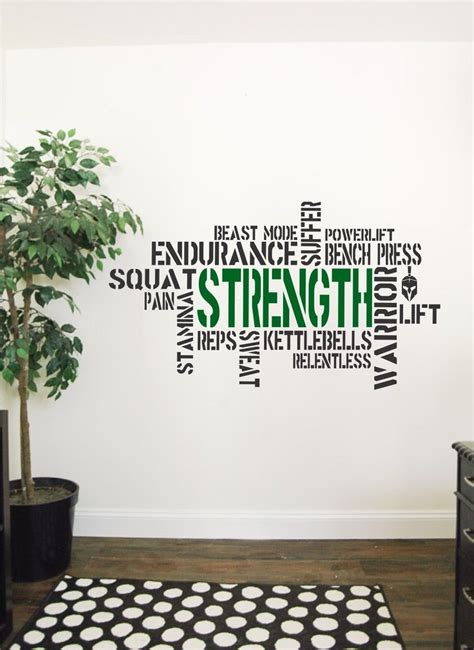 Wallency Motivational Gym Wall Decal Fitness Words Removable Etsy