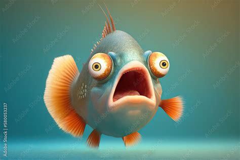 Angry Furious Fish Concept Of Animal Emotions And Underwater