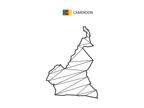 Mosaic Triangles Map Style Of Cameroon Isolated On A White Background