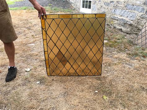 Vintage Amber Stained Glass Panels Dar