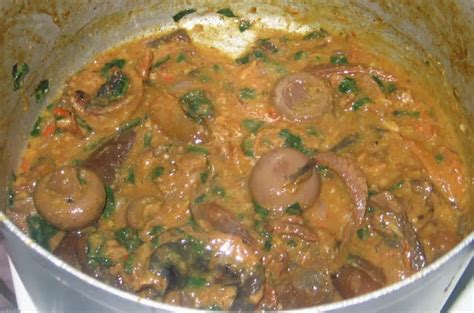 Mushroom Ogbono Soup With Pounded Yam