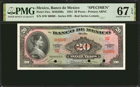 Pesos Mexico Specimen Pick Cs Superb Gem Unc Pmg Epq Ma