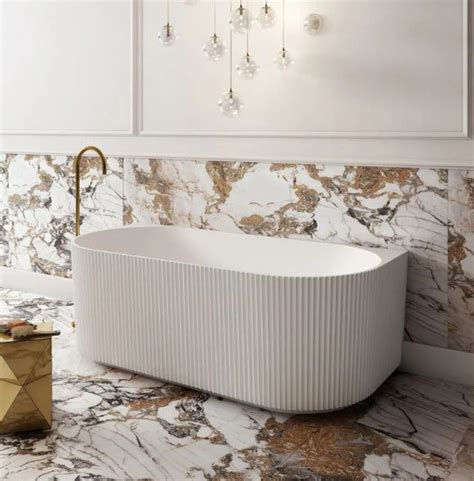 Cassa Design V Groove 1500mm Back To Wall Freestanding Bath – Bathroom Supplies in Brisbane