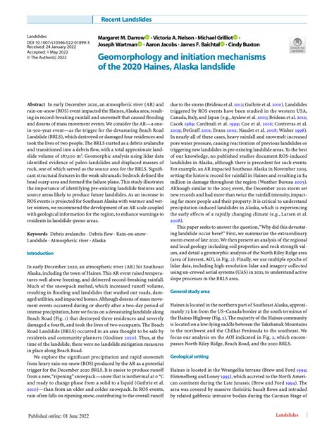 (PDF) Geomorphology and initiation mechanisms of the 2020 Haines ...