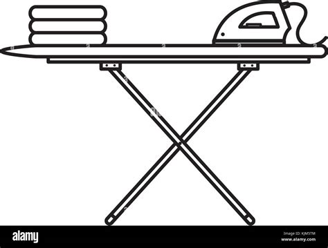 Ironing Board With Clothes And Iron Vector Illustration Design Stock