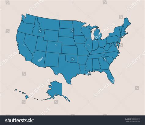 Usa State Map High Detailed Border Stock Vector (Royalty Free ...