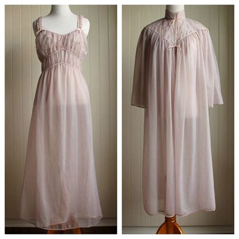 Vtg 50s Peignoir Set Smokey Lavender Baby Doll Peignoir Etsy