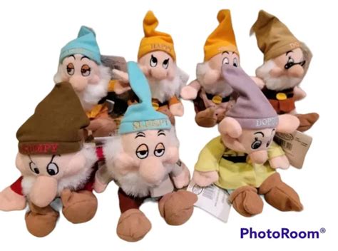 Complete Set Of 7 Disney Store Seven Dwarfs 9 Plush Dolls Tags Grouchy