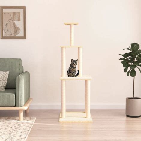 Albero Per Gatti Con Tiragraffi In Sisal Crema Cm