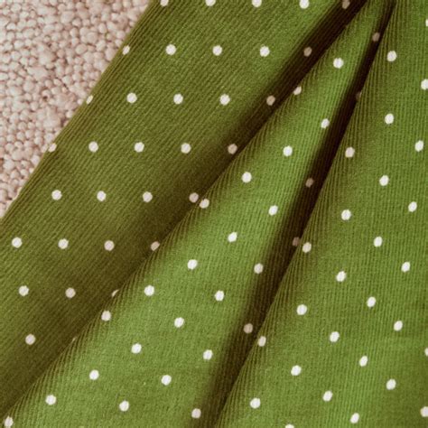 Atelier Brunette Polka Dot Fine Wale Corduroy Matcha Leaf Fabric