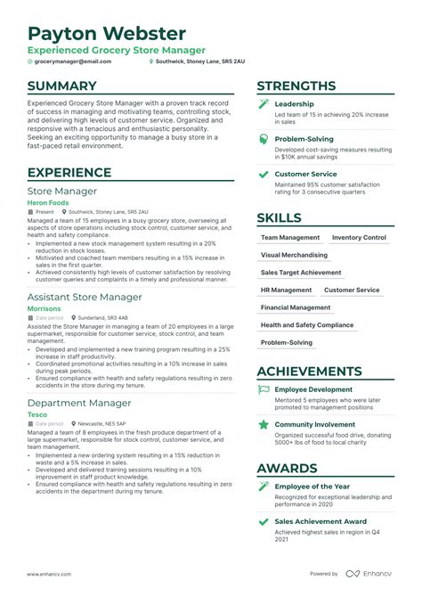 Grocery Store Manager Resume Examples Guide For