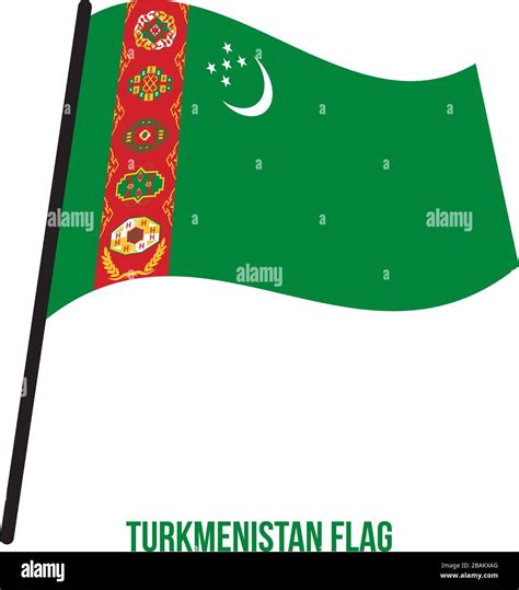 Turkmenistan Flag Waving Vector Illustration On White Background