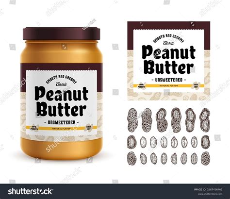 Vector Peanut Butter Label Realistic Glass Stock Vector Royalty Free