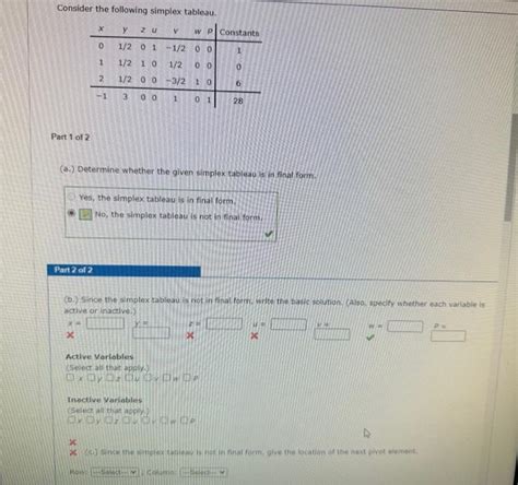 Solved Consider The Following Simplex Tableau Part Of Chegg