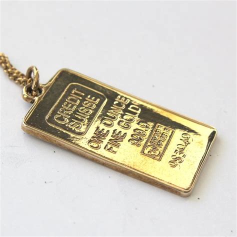 Gold Bar Jewelry | One Ounce Gold Bar Pendant Necklace | Crowning Jewels