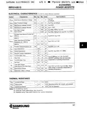 IRF614 MOSFET Datasheet Pdf Equivalent Cross Reference Search