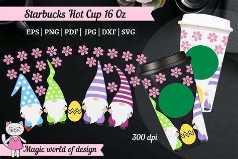 Spring Gnomes With Flowers Starbucks Hot Cup 16 Oz