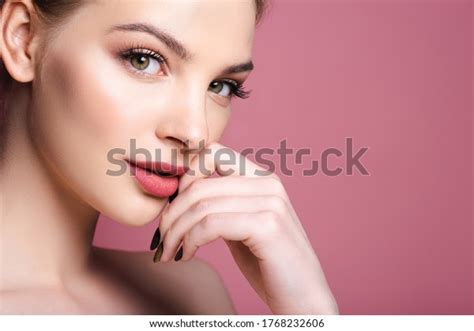 Nude Pretty Woman Makeup Looking Camera Stock Photo 1768232606