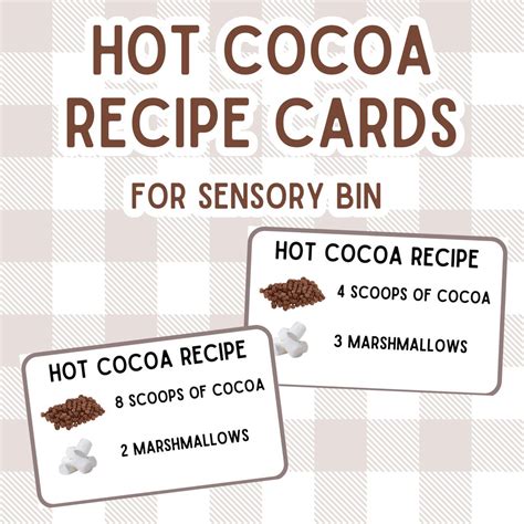 Hot Cocoa Recipe Cards For Sensory Bin Recipe Cards For Sensory Toy Sensory Bin Printables Etsy