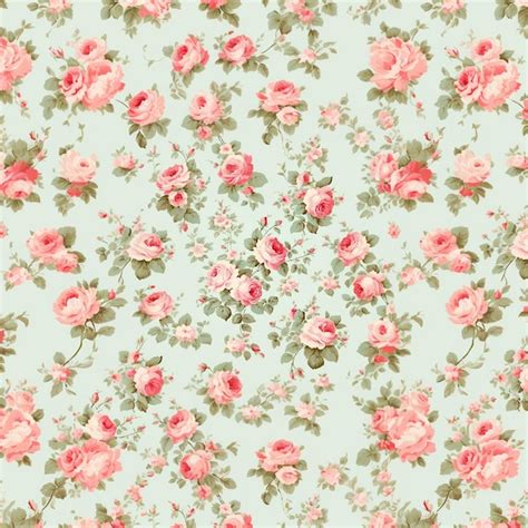 Premium Photo A Floral Wallpaper With Pink Roses