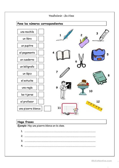 Pin En Vocabulario En Clase Trabajos Hojas De Trabajo De ELE Gratuitas