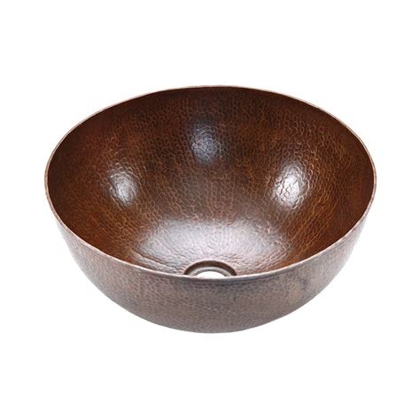 Round Vessel Tub Hammered Copper Sink