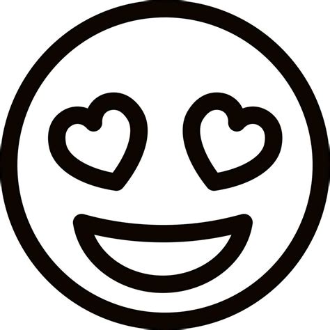 Line art illustration of heart eyes emoji face icon. 24282190 Vector ...