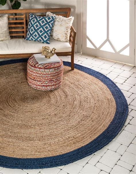 4x4ft 5x5ft 6x6ft Natural Jute Round Rug Jute And Herb Dye Etsy