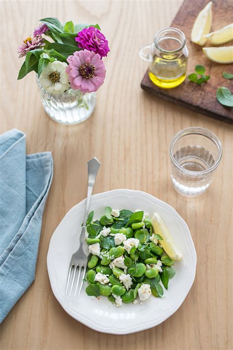 Broad Bean Mint And Feta Salad Bake Noir