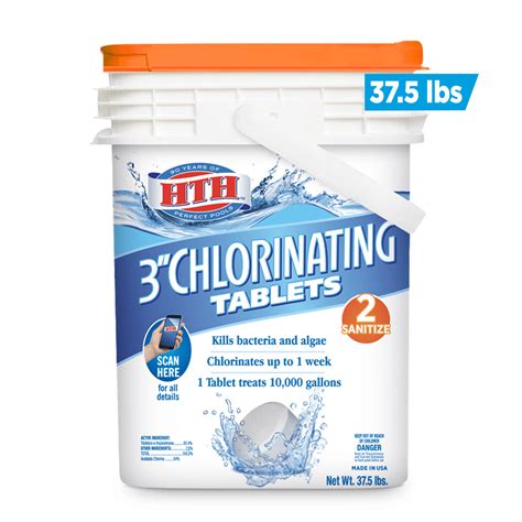 HTH 3 Inch Chlorinating Tablets For Sanitizing Swimming Pools 37 5 Lbs