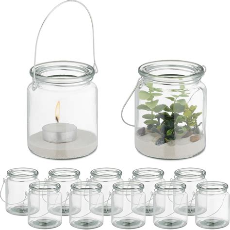 Amazon De Relaxdays Windlicht Glas 12er Set Teelichthalter Mit