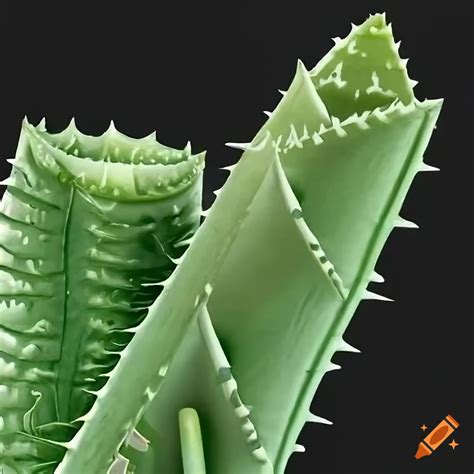 Botanical Illustration Of A Stretching Aloe Vera Plant On Craiyon