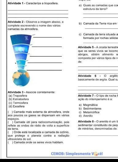 Observe A Imagem Abaixo E Complete Escrevendo O Nome Das Várias Camadas De Atmosfera Brainly