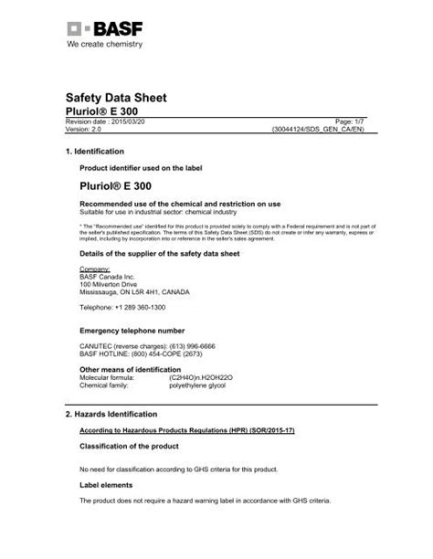 Example Of Safety Data Sheet