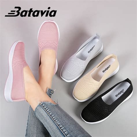 Jual Batavia Sepatu Datar Baru Flyknit Sepatu Datar Wanita Rajut