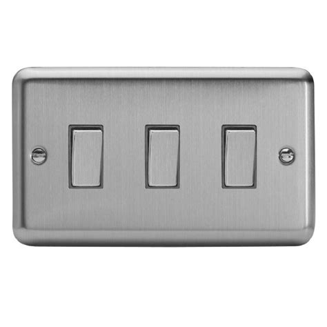 Matt Chrome 3 Gang 10a 1 Or 2 Way Decorative Rocker Switch Twin Plate The Switch Store