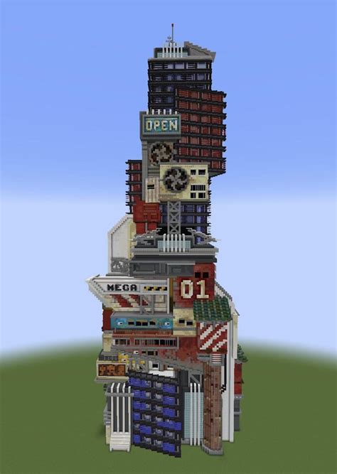 I built this oriental cyberpunk skyscraper! : Minecraft