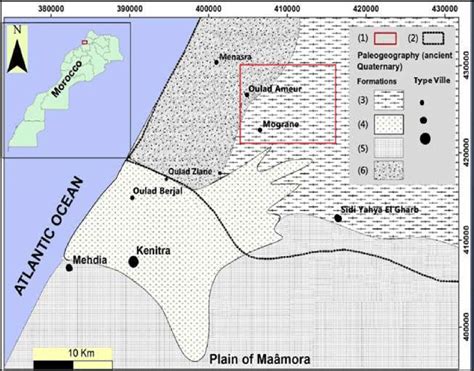 Carte de la zone d étude dans le bassin du Gharb 1 Limite de la zone